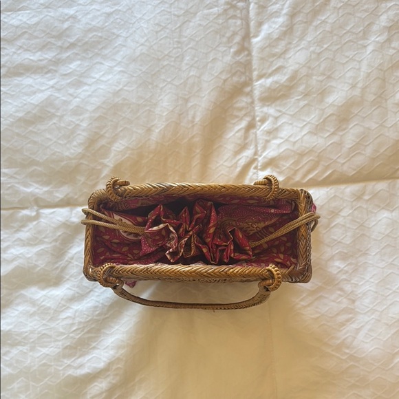 Round Woven Tan Bag Handcrafted in Bali - Picture 3 of 5